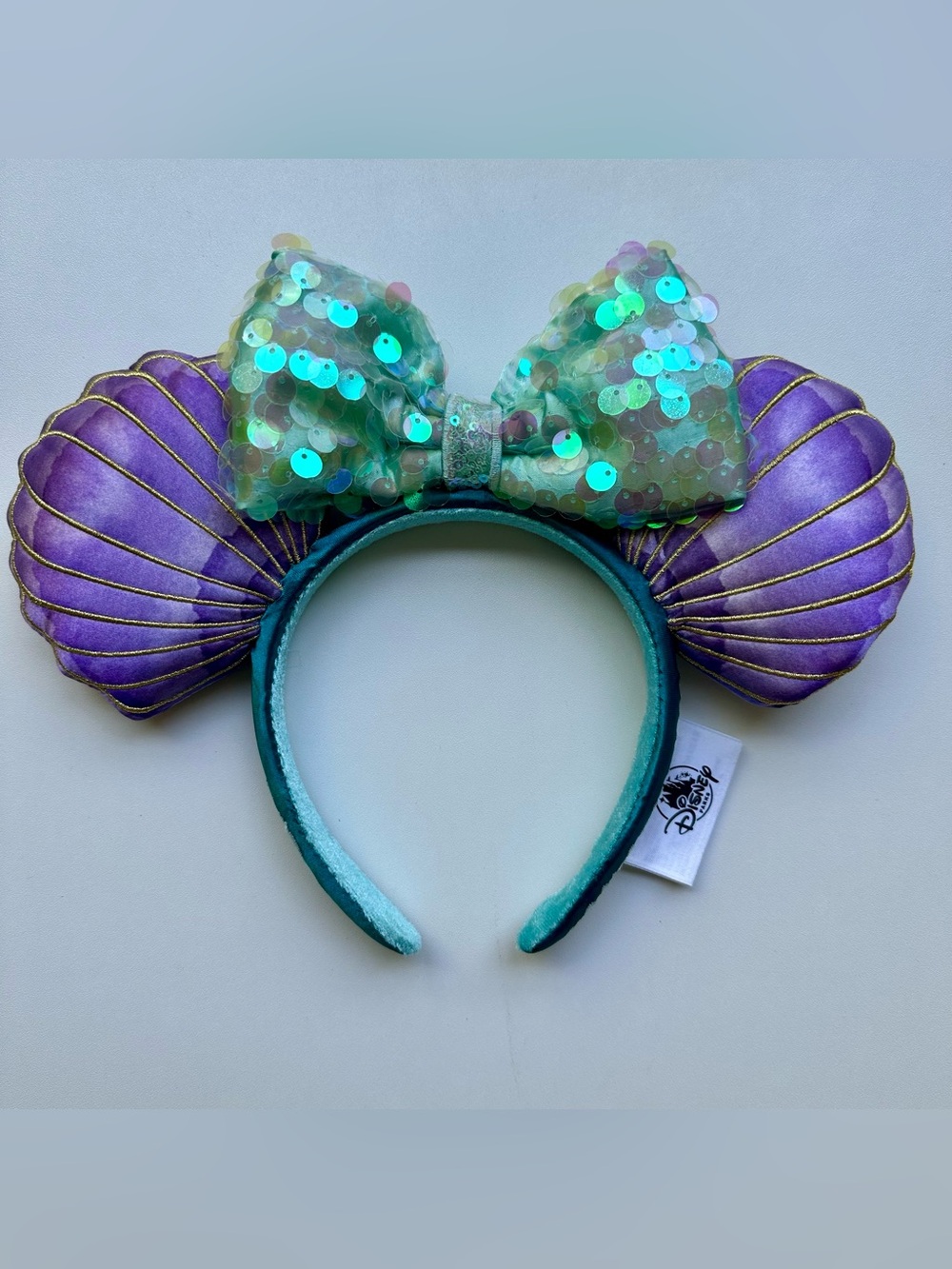 Disney Parks Ariel Little Mermaid Shell Ears Headband Purple Sequin Bow 2019